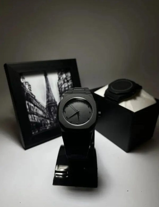 Full Black Aura Quartz Watch – Lightweight Design, , Premium Quality & Finish – Best Quality Analog Watch For Boys – Watch For Men | Full Black Color Watch – With Box
